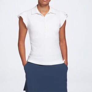 CALIA Women's sz XXL Pure White Golf Flutter Sleeve Polo Shirt New